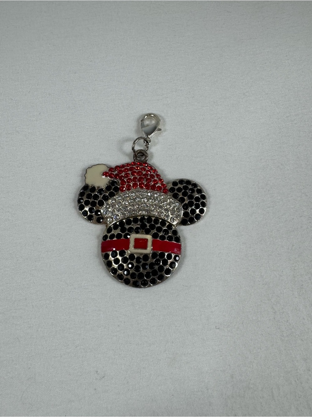 Disney Mickey Mouse Christmas Rhinestone Glitter Face Keychain Bag Charm